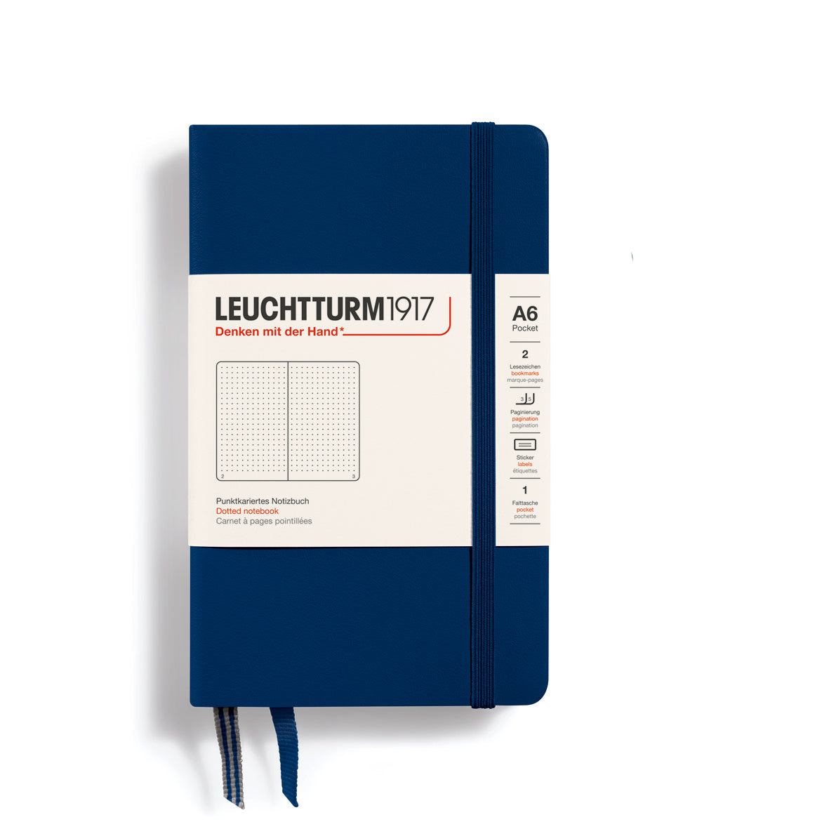 LEUCHTTURM1917 Hardcover Notebook Pocket (A6), Dotted, 187 Pages - Navy