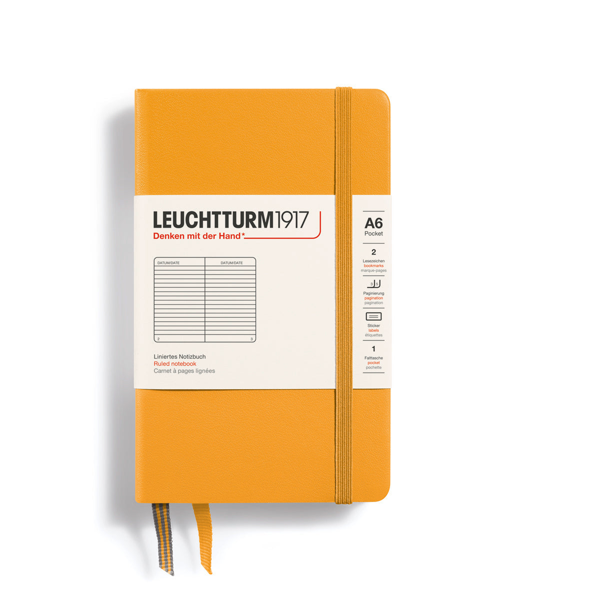 LEUCHTTURM1917 Hardcover Notebook Pocket (A6), Ruled, 187 Pages - Rising Sun