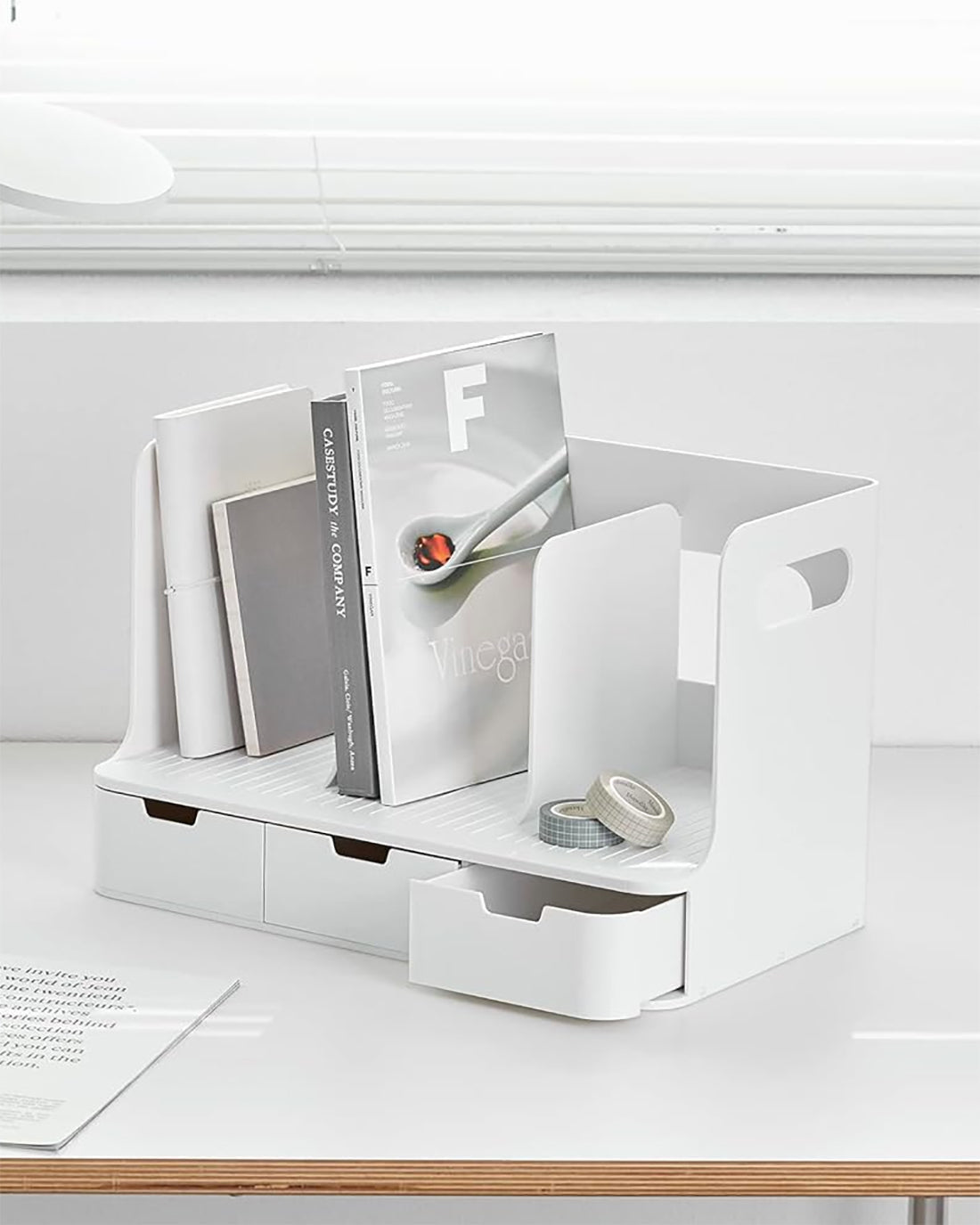 Sysmax 3 Drawers Olio Book Rack with 3 Compartments - White