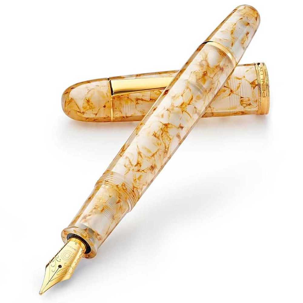 Penlux | Masterpiece Grande | Great Natural | Fountain Pen | Golden Sand | Clear Body | Piston Filling