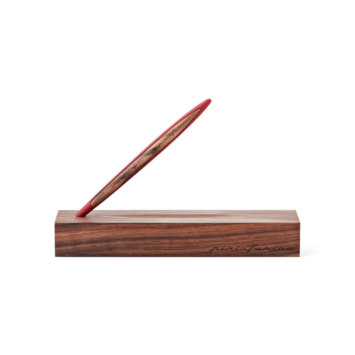 Pininfarina Cambiano Classic Ballpoint Pen with Solid Wood Desk Stand – Red