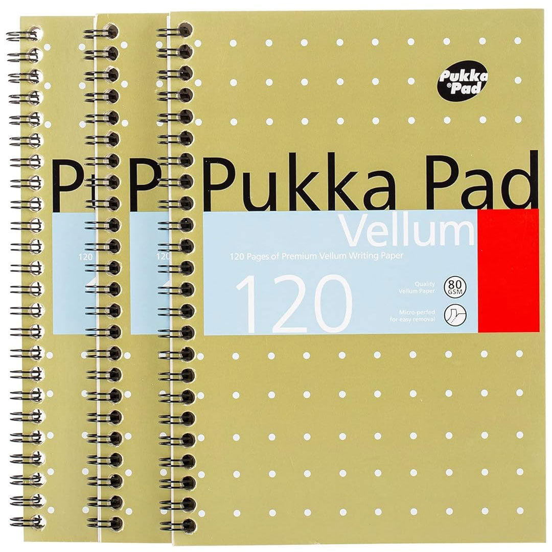 Pukka Pad | A5 | Vellum Notebook | Ruled | Yellow Metallic | Pack of 3