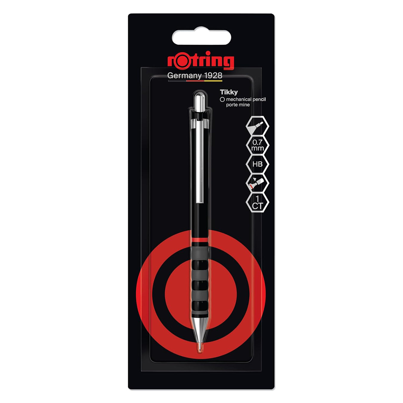 Rotring Tikky 0.7mm Mechanical Pencil – Black | HB Lead | Built-in Eraser