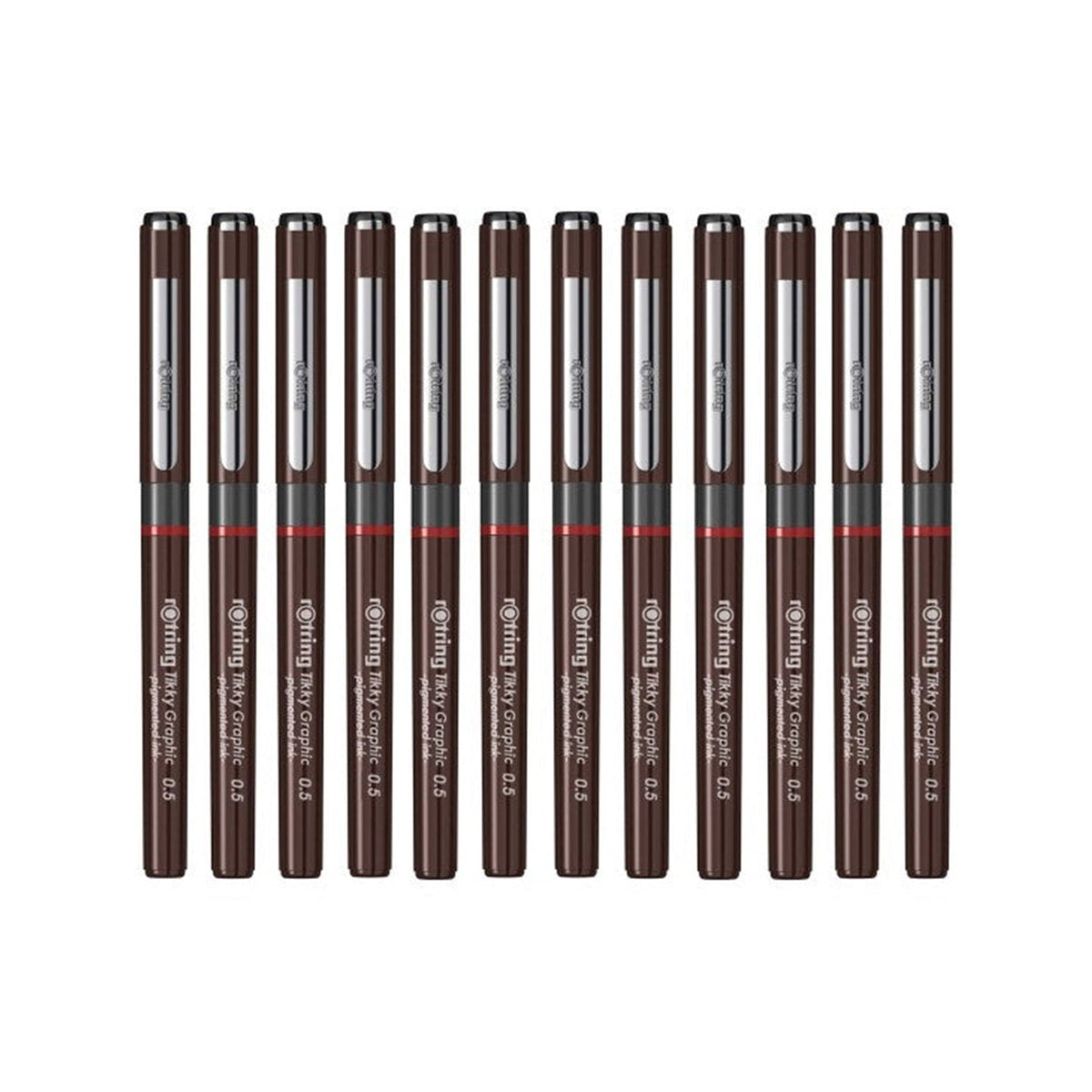 Rotring Tikky Graphic Fineliner 0.5mm - Black (Pack of 12) on a white background