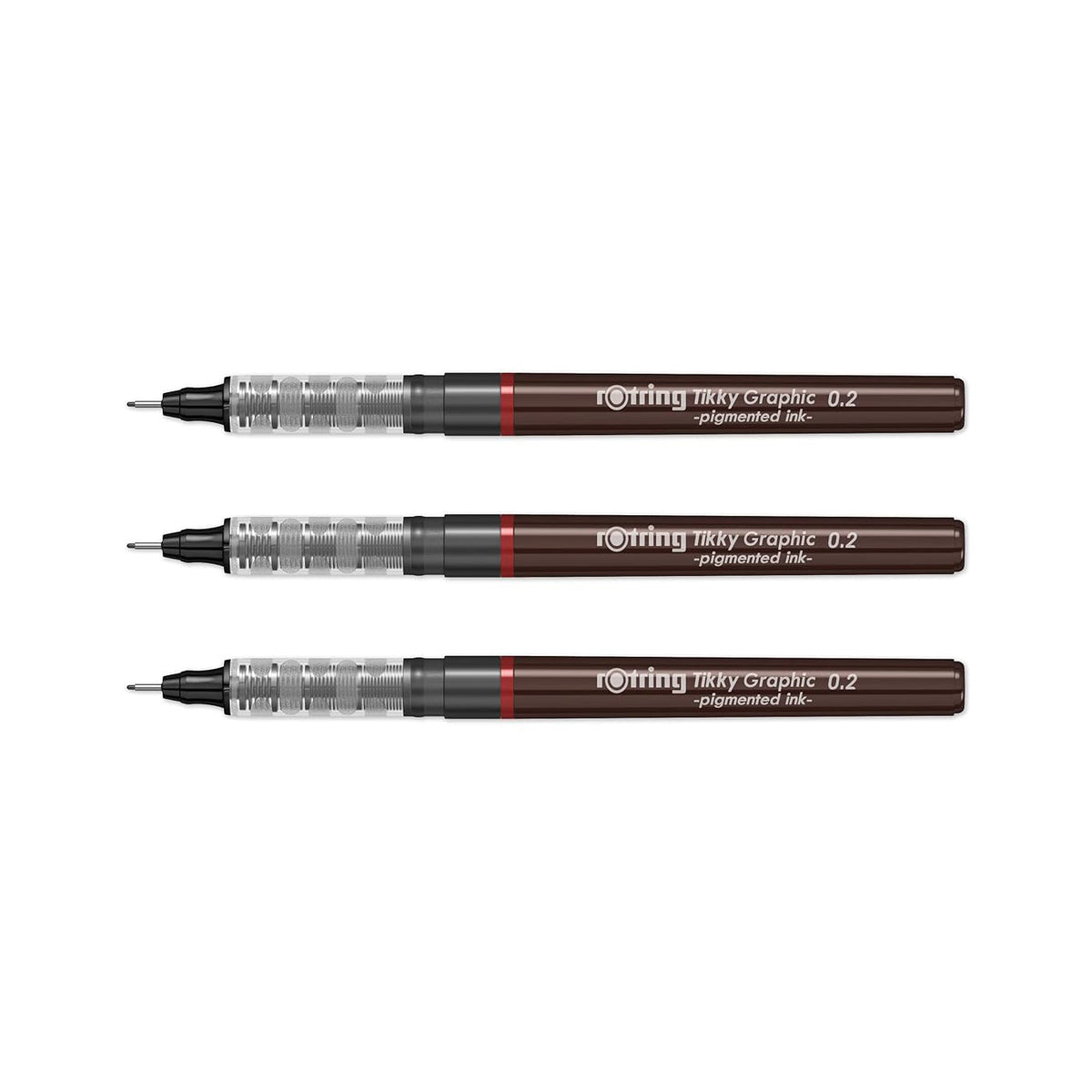 3 Rotring Tikky Graphic Fineliner Black – 0.2mm on a white background