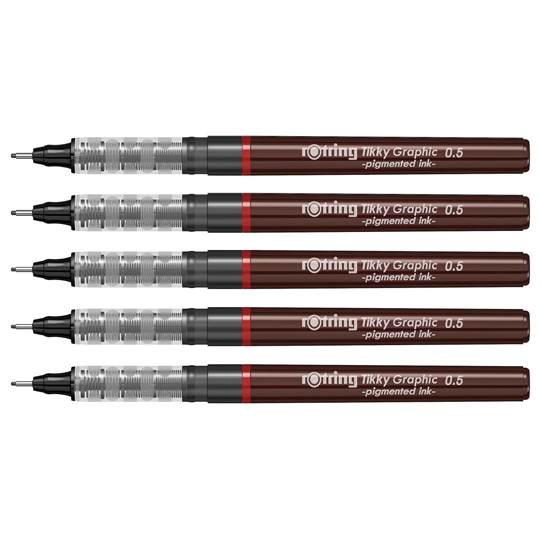 Rotring | Tikky | Graphic Fineliner | 0.5mm | 5 Pen Set