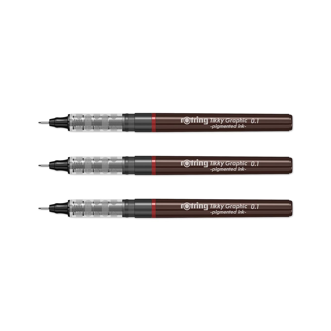 Rotring | Tikky | Graphic Fineliner | Black Pigment Lightfast | 0.1mm | 3 Pen Set