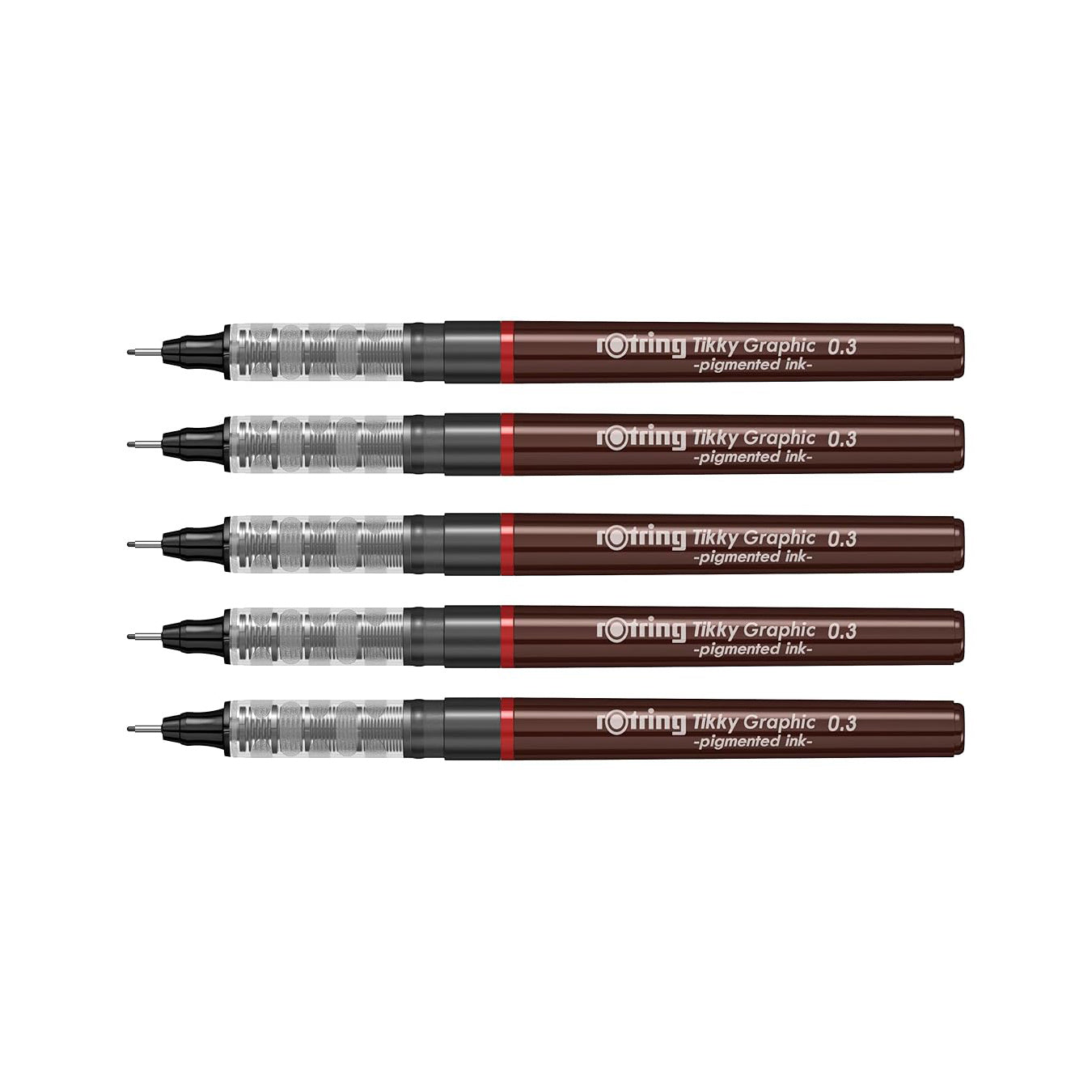 Rotring | Tikky | Graphic Fineliner | Black Pigment Lightfast | 0.3mm | 5 Pen Set