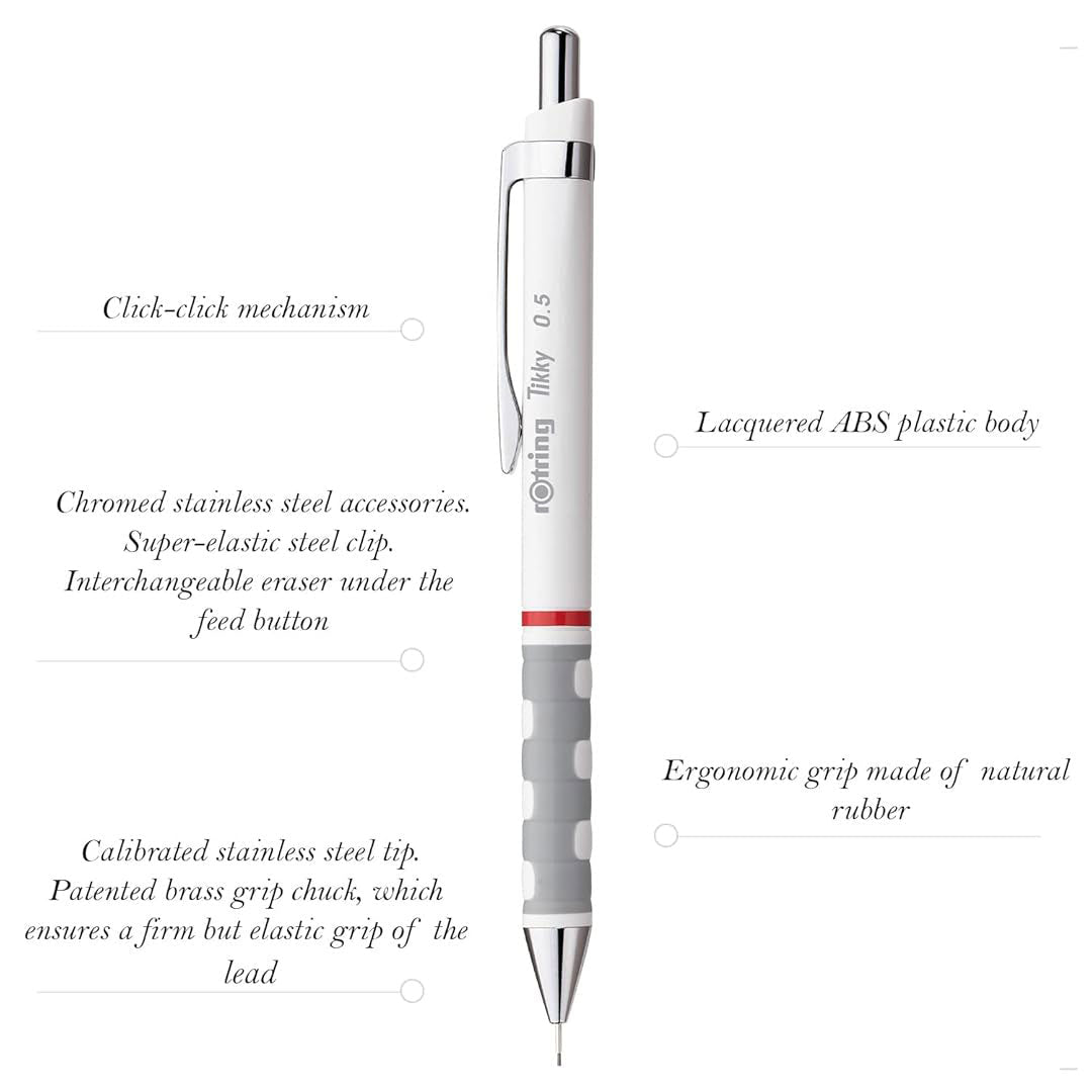 Rotring | Tikky | Mechanical Pencil | 0.5mm | White Barrel