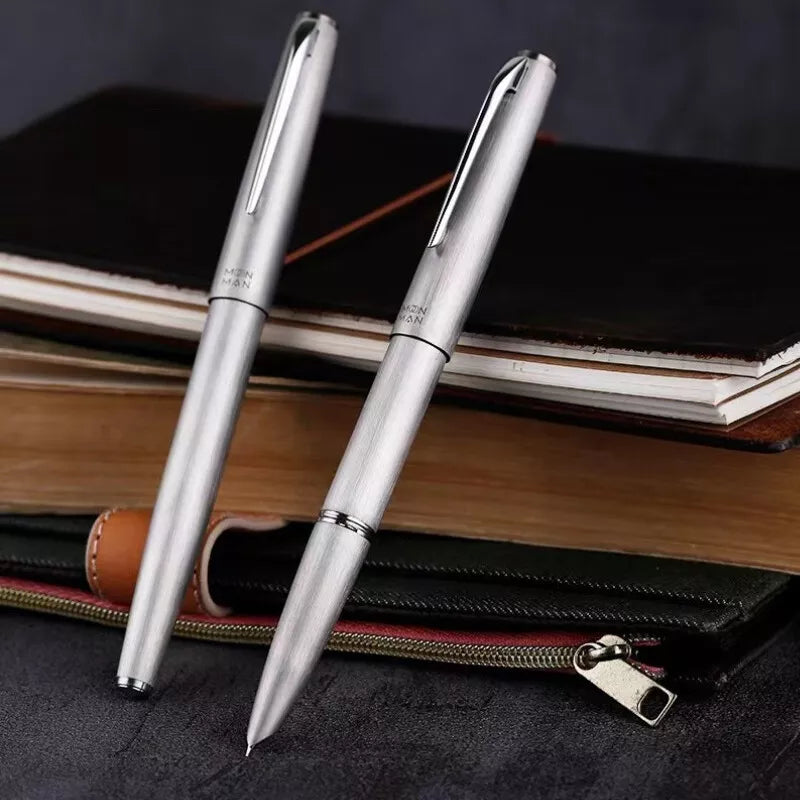 Moonman Ti200 Stainless Steel Fountain Pen - Fine Nib, Classic Smooth Writing Pen