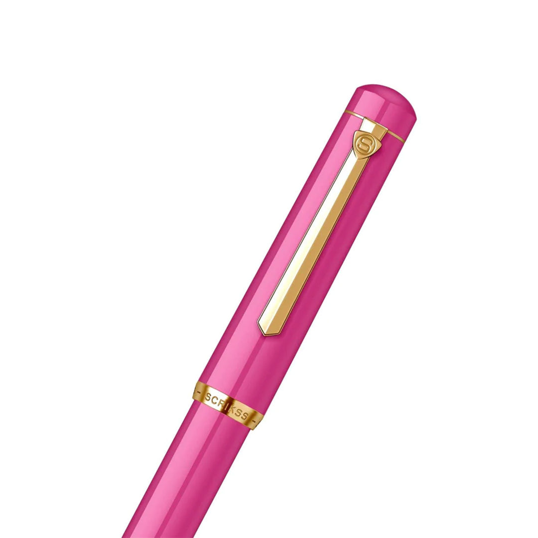 Scrikss | 419 Legendary | Fountain Ink Pen | Medium Nib | Gold Plated | Glossy Pink Barrel