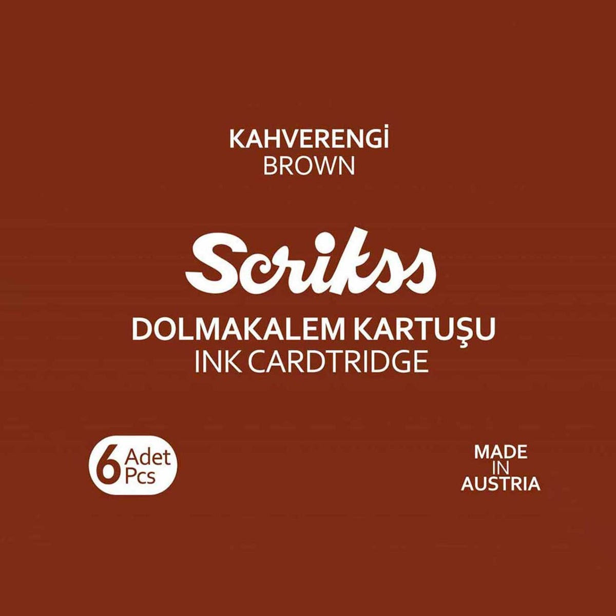 Scrikss International Fountain Pen Ink Cartridges - Brown (Pack of 6)