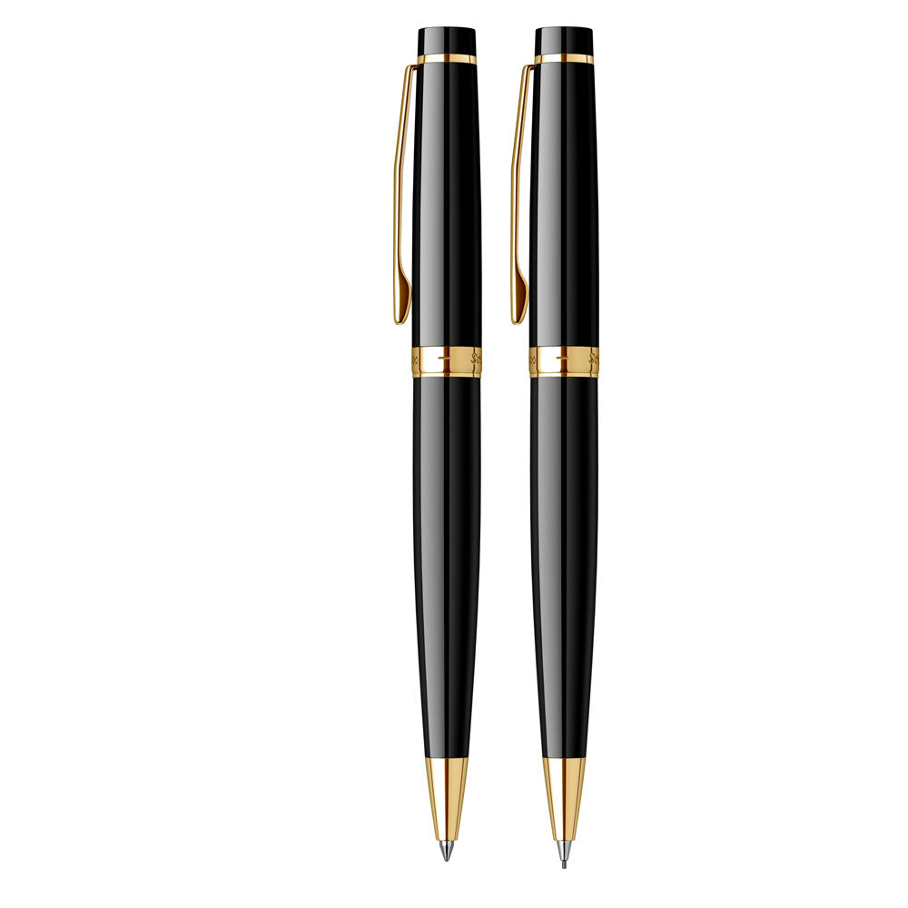 Scrikss | Honour 38 | Ball Point & 0.7mm Mechanical Pencil Set | Black Gold