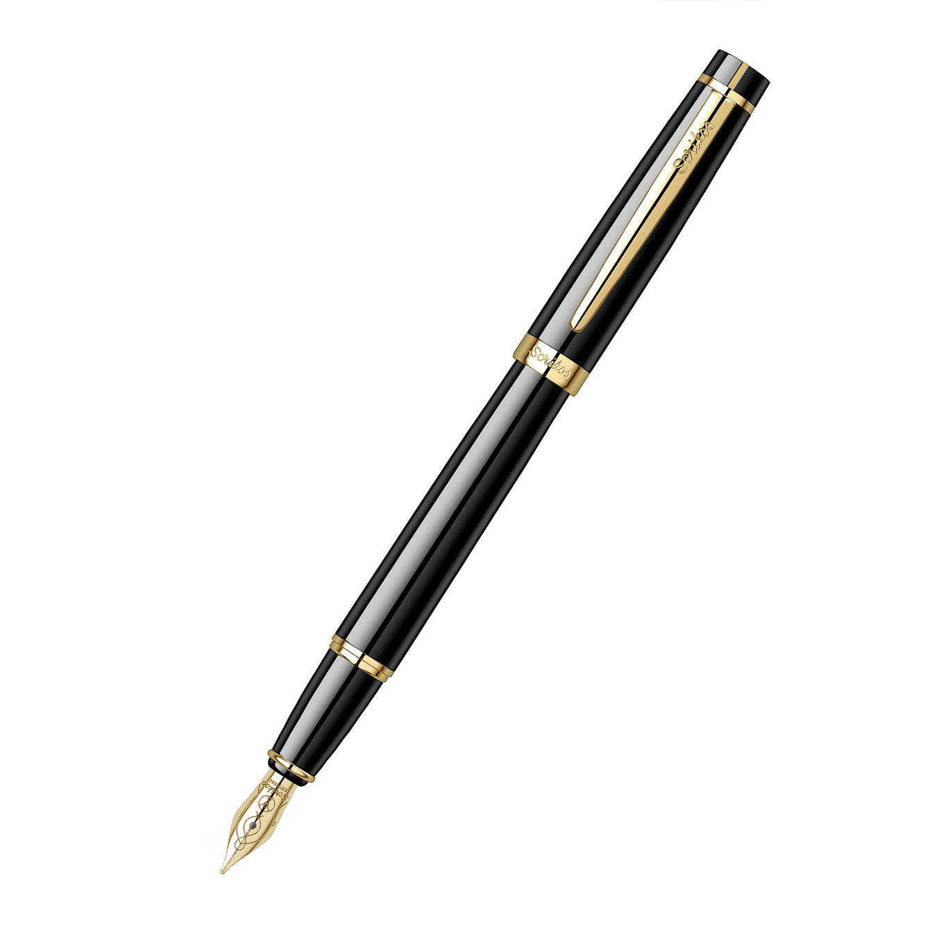 Scrikss Honour 38 Medium nib Fountain Pen - Glossy Black GT