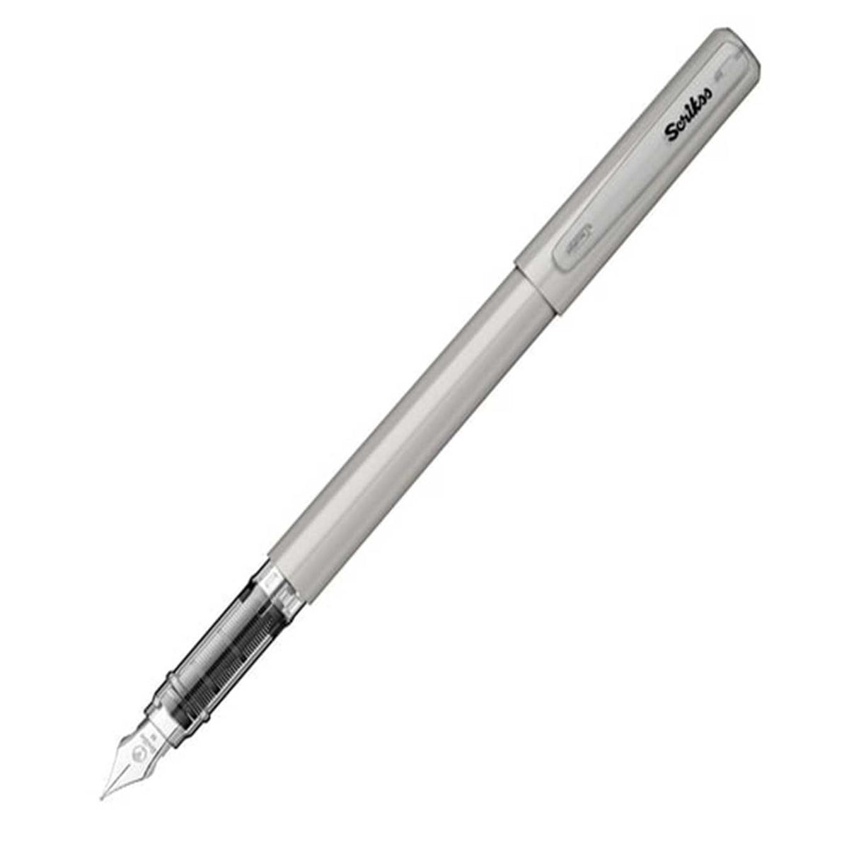 Scrikss Primeo Medium Nib Fountain Pen in Grey on a white background