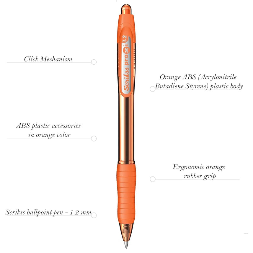 Scrikss | Proxi Series | Ball Point Pen | 12 Peach Orange Barrel