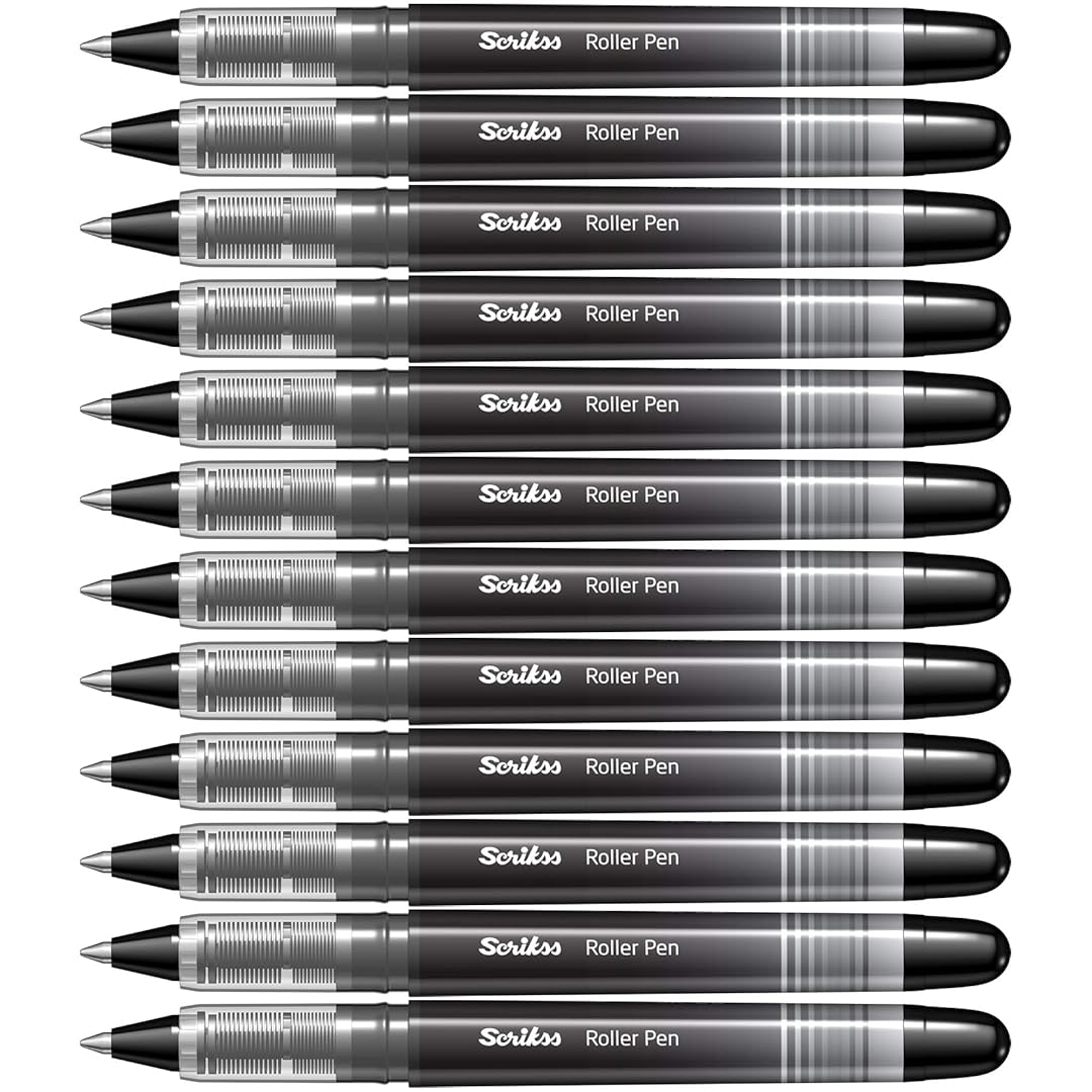 Scrikss | SR-68 | Rollerball Pen | 0.7mm | Black | Pack of 12