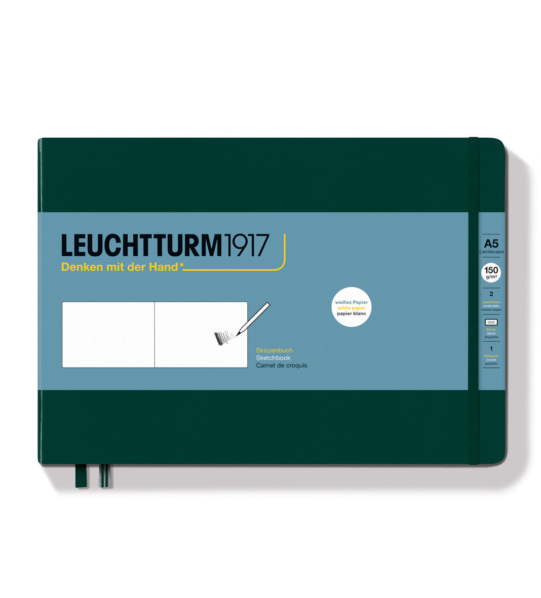 LEUCHTTURM1917 PLAIN LANDSCAPE SKETCHBOOK A5(112) - FOREST GREEN