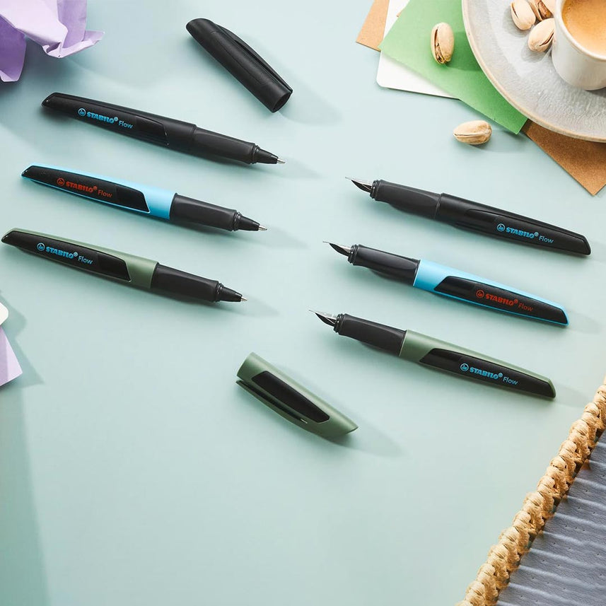 Stabilo | Flow | Ballpoint Pen | Purist Blue | Pack of 1 | Including Blue Refill | 0.5mm