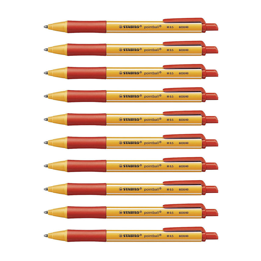 Stabilo | Pointball | Ballpoint Pen | Red | Pack Of 10
