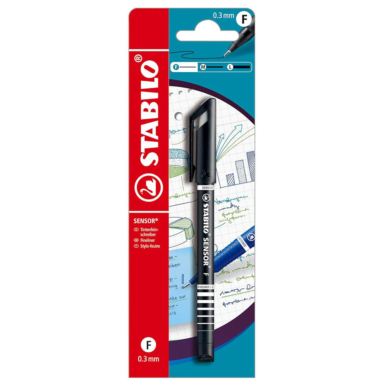 Stabilo | Sensor Pen | Fine Tip | Black | Pack Of 1