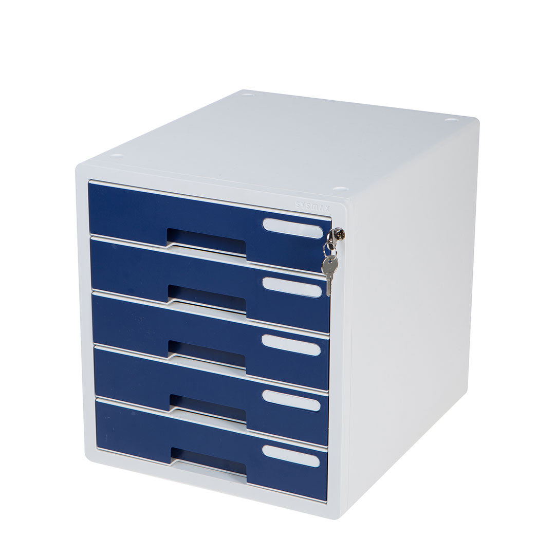 Sysmax | Lockable File Cabinet | 5 Drawers | Navy Blue|Deluxe Color | For Office School & Hospital