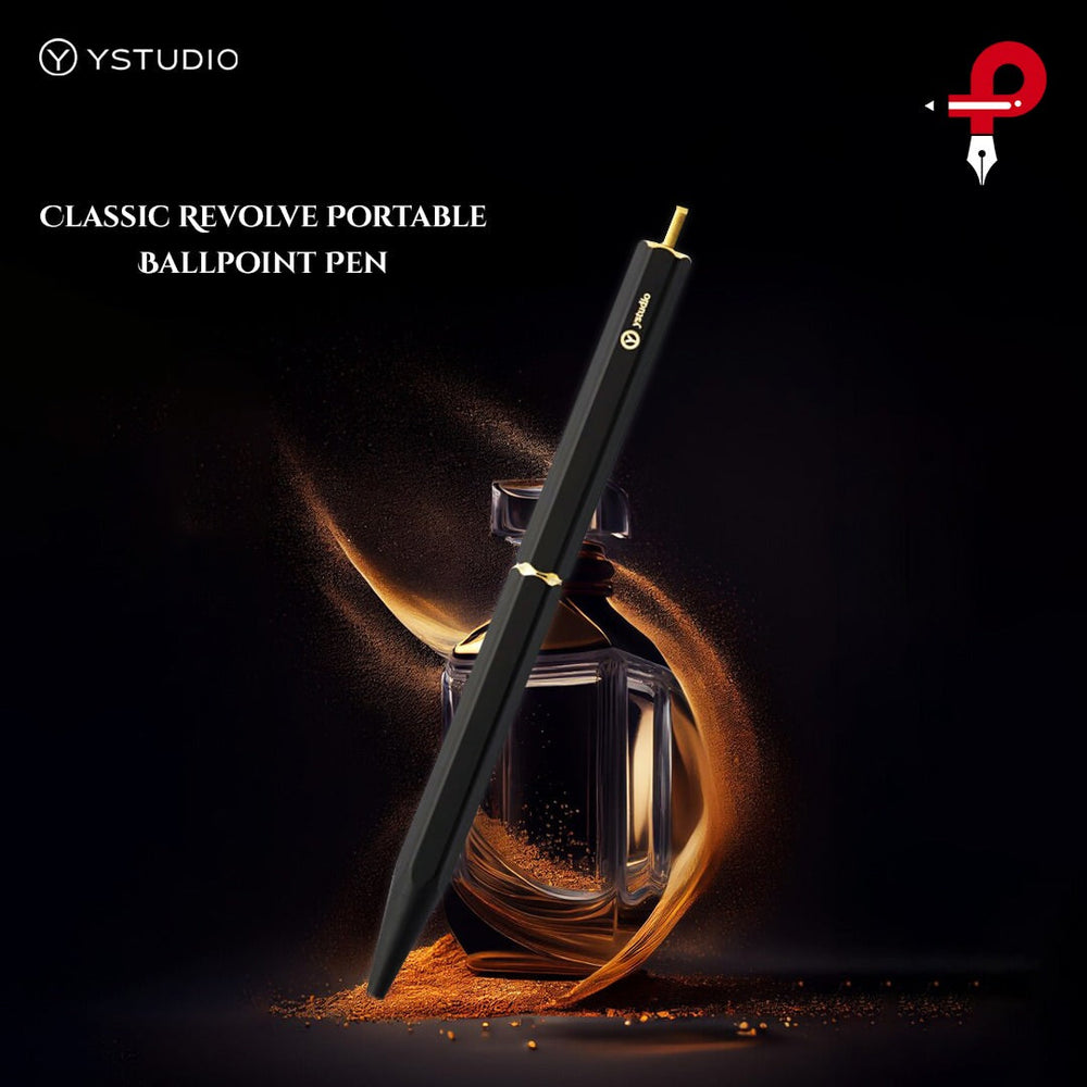 Ystudio | Ballpoint Pen | Classic Revolve Portable Brassing Black