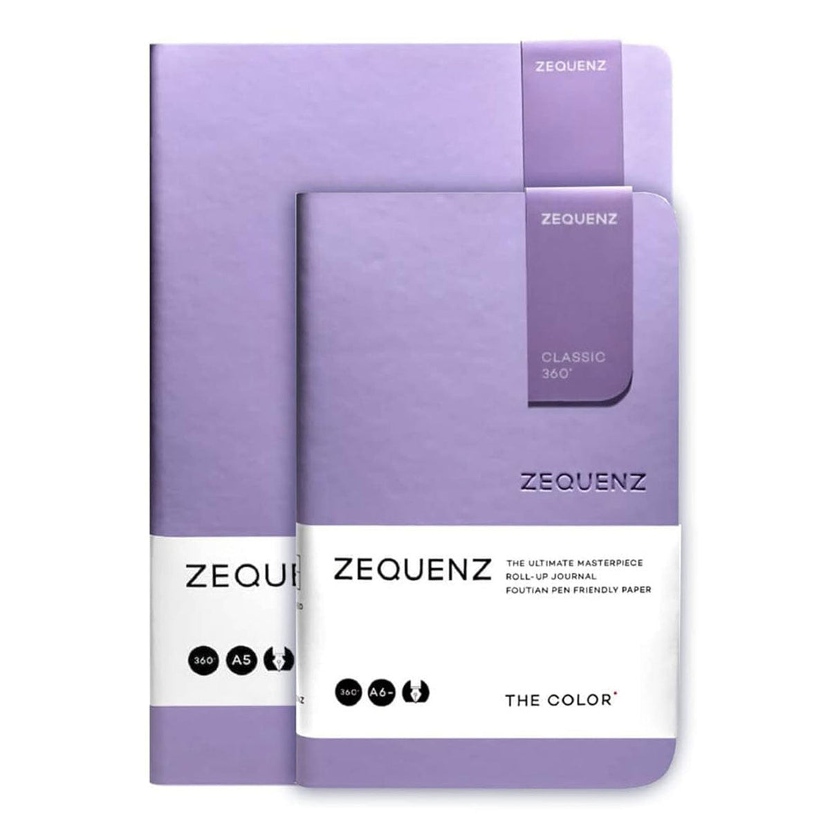 Zequenz A5 & A6- Lavender Purple Notebook Set Ruled Acid Free Paper 200 Pages Each 80GSM 360 Degree Flexibility 100% Handmade Fountain Pen Friendly Color Series Pack of 2 Notebooks