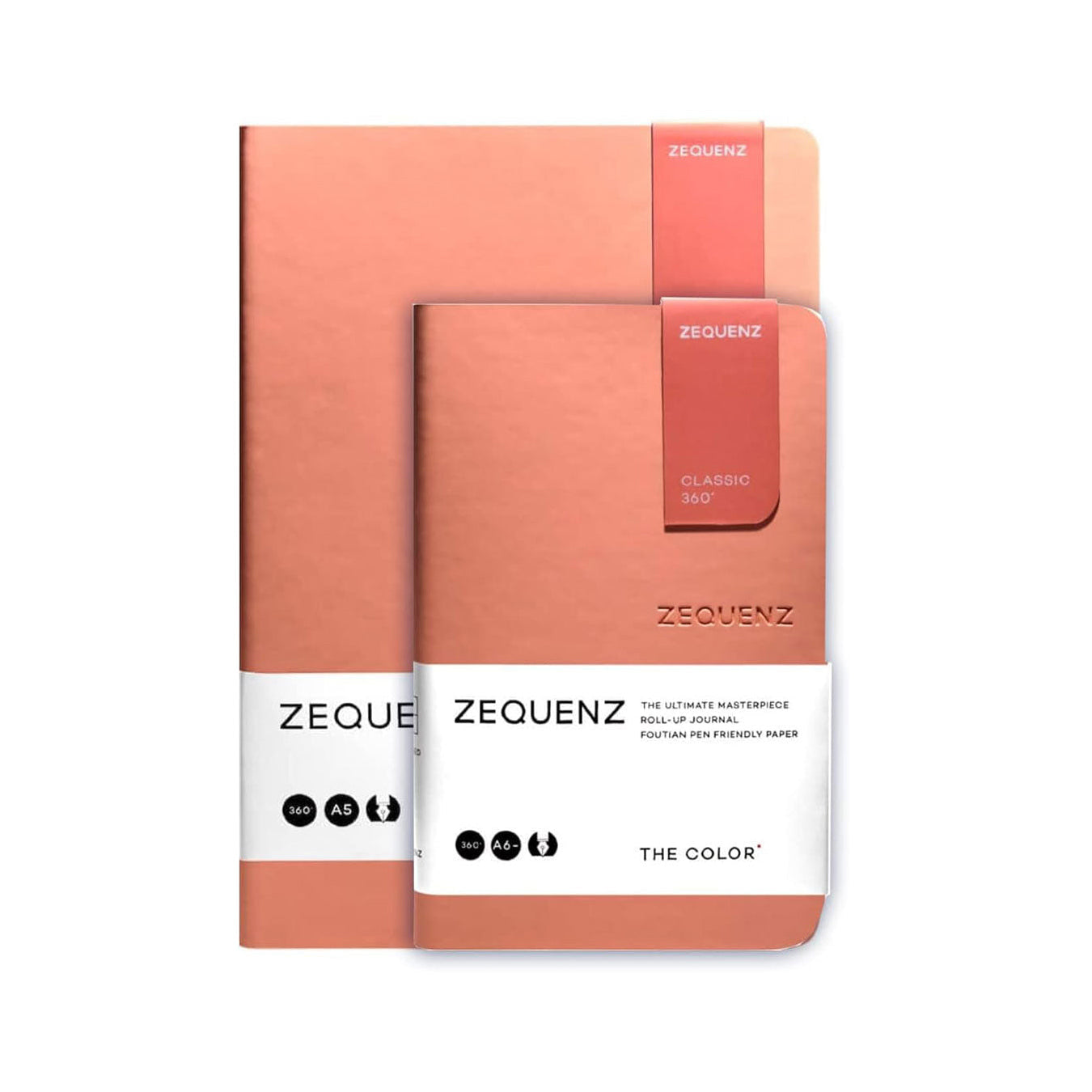 Zequenz A5 & A6- Peach Notebook Set Terra Acid Free Paper 200 Pages Each 80GSM 360 Degree Flexibility 100% Handmade Fountain Pen Friendly Color Series Pack of 2 Notebooks