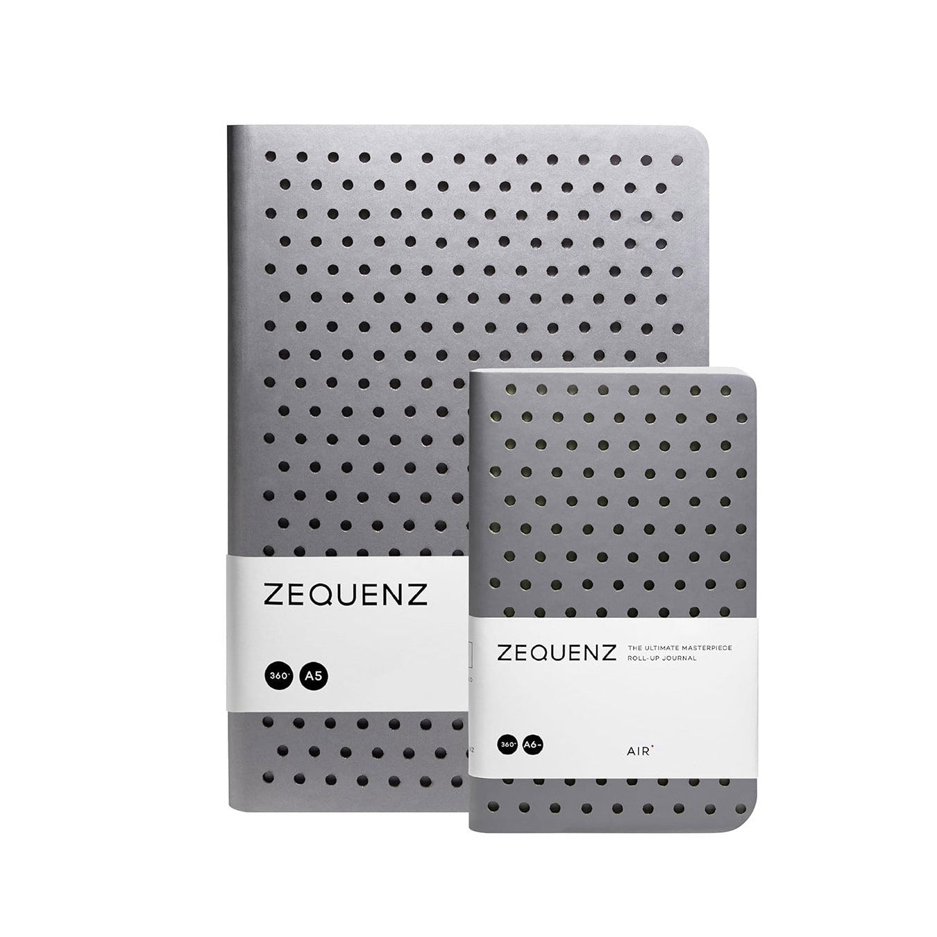 Zequenz Notebook Gift Set A5 and A6 | Air Series | Grey | Dotted | 400 and 256 Pages | 70GSM | 360 Degree Flexibility | Handmade | Soft PU Cover | Pack of 2