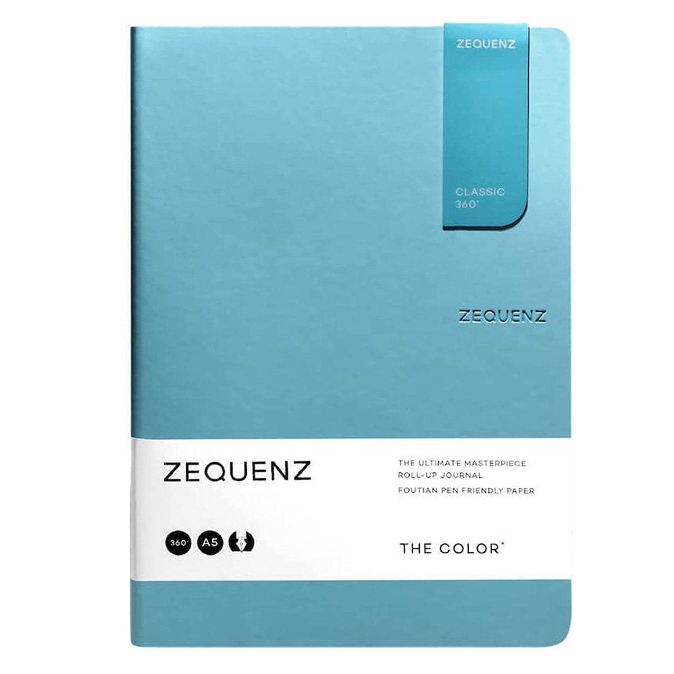 Zequenz A5 Size Turquoise Blue Slim Notebook Squared Acid Free Paper 200 Pages 80GSM 360 Degree Flexibility 100% Handmade Fountain Pen Friendly Color Series Bookmark Included