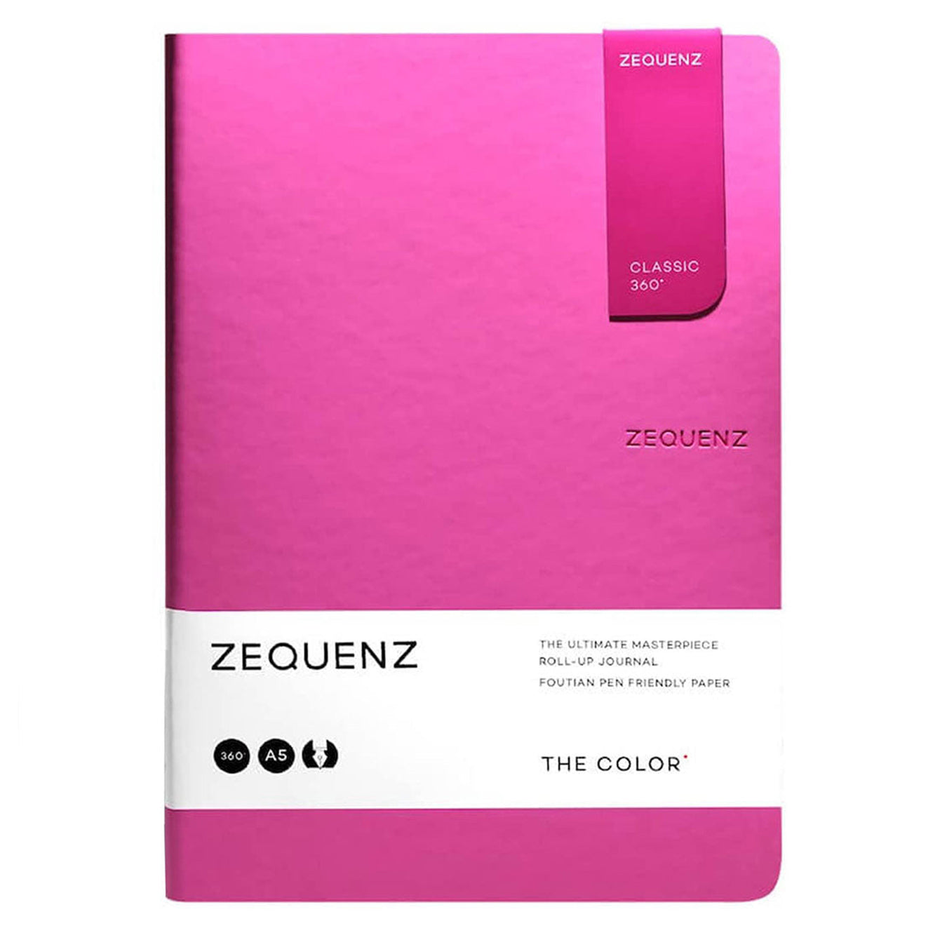Zequenz A5 Size Magenta Pink Slim Notebook Squared Acid Free Paper 200 Pages 80GSM 360 Degree Flexibility 100% Handmade Fountain Pen Friendly Color Series Bookmark Included