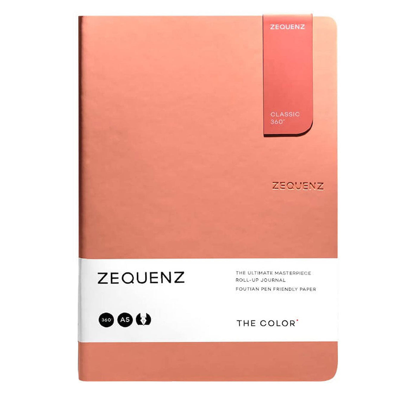 Zequenz A5 Size Peach Slim Notebook Squared Acid Free Paper 200 Pages 80GSM 360 Degree Flexibility 100% Handmade Fountain Pen Friendly Color Series Bookmark Included