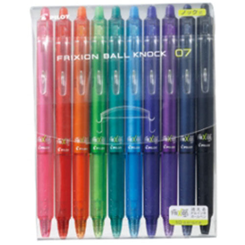 Pilot Ballpoint Pen Frixion Ball Knock - 0.7mm - 10 Color Set