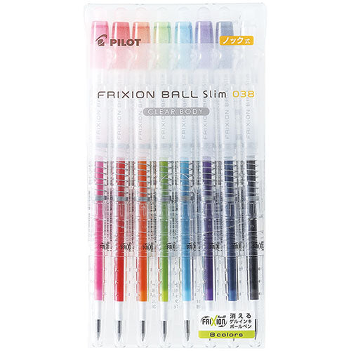 Pilot Ballpoint Pen Frixion Ball Slim Transparent body - 0.38mm - 8 Color Set