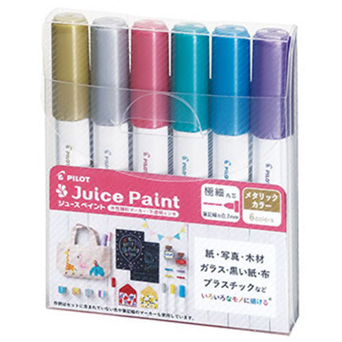 Pilot Marker Pen Juice Paint Metallic Color - 0.7mm - 6 Colors Set