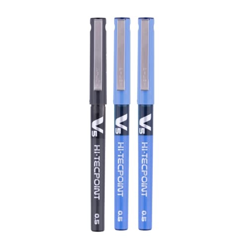 Pilot V5 Liquid Ink Roller Ball Pen - 2 Blue + 1 Black, (9000014711)