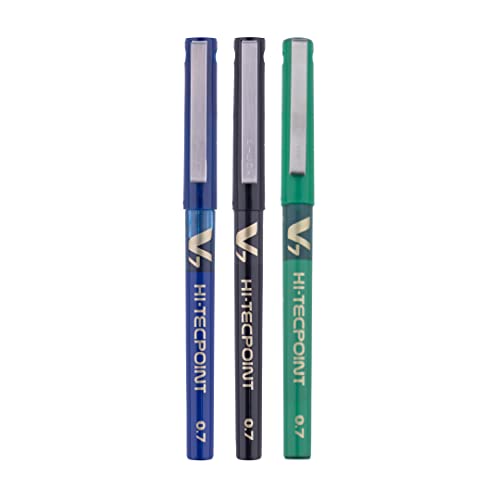 Pilot V7 Liquid Ink Roller Ball Pen (1 Blue + 1 Black + 1 Green),9000014718