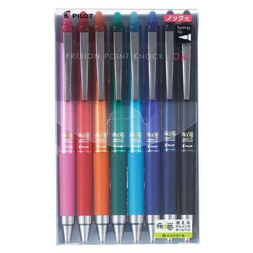 Pilot Ballpoint Pen Frixion Point Knock - 0.4mm - 8 Color Set