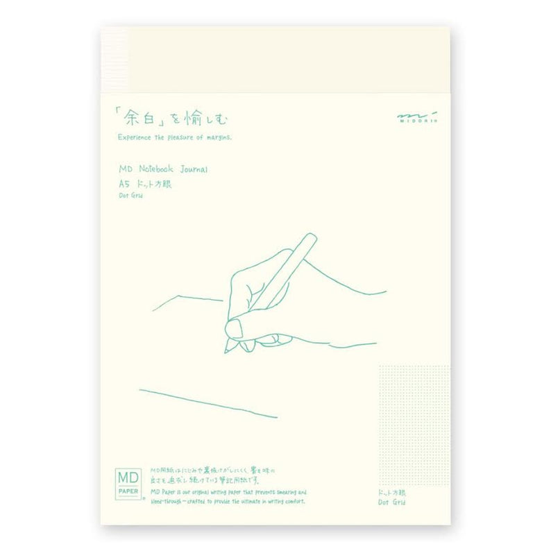 Midori MD Notebook – A5 Size, Dot Grid, 368 Pages, Soft Paper Cover, Japanese Minimalist Design