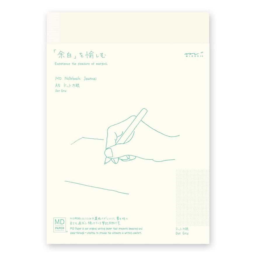 Midori MD Notebook – A5 Size, Dot Grid, 368 Pages, Soft Paper Cover, Japanese Minimalist Design