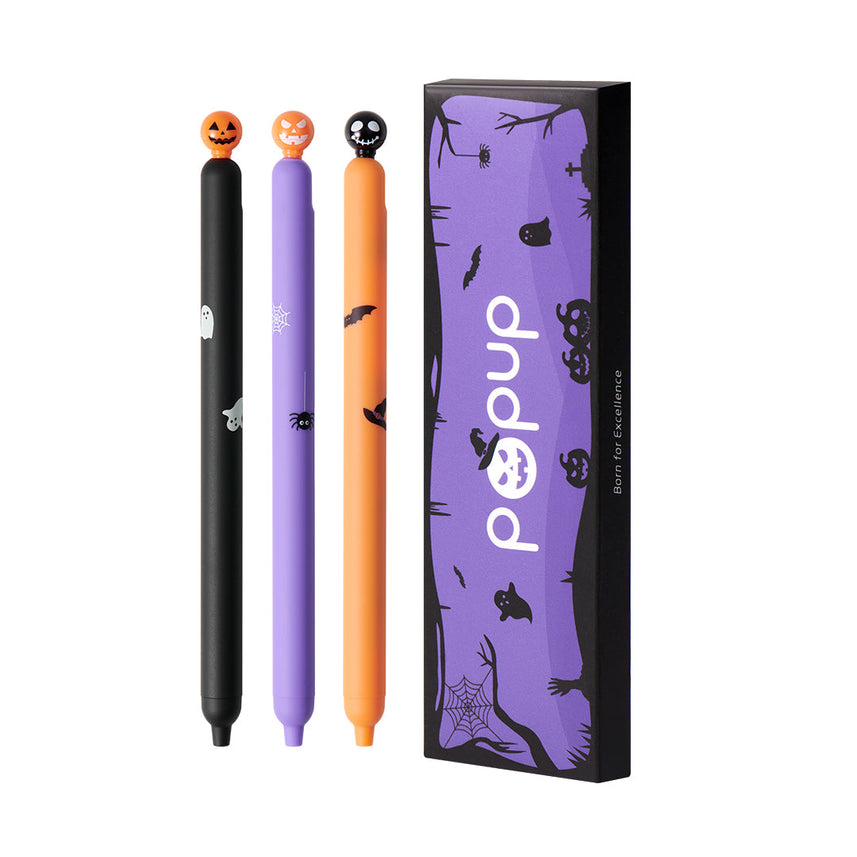 Kaco | Gel Pens | 0.5mm | Black Ink | Popup Halloween | Pack of 3