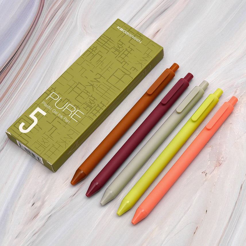 Kaco | Gel Pens | 0.5mm | Pure | Pack of 5
