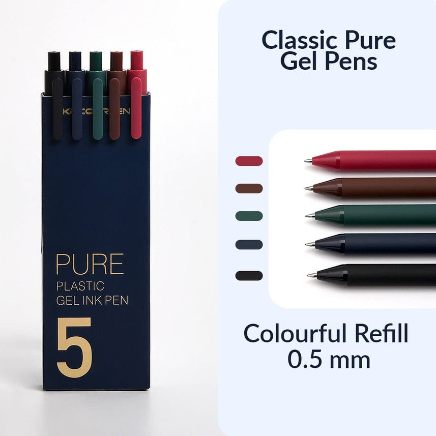 Kaco | Gel Pens | 0.5mm | Pure | Pack of 5