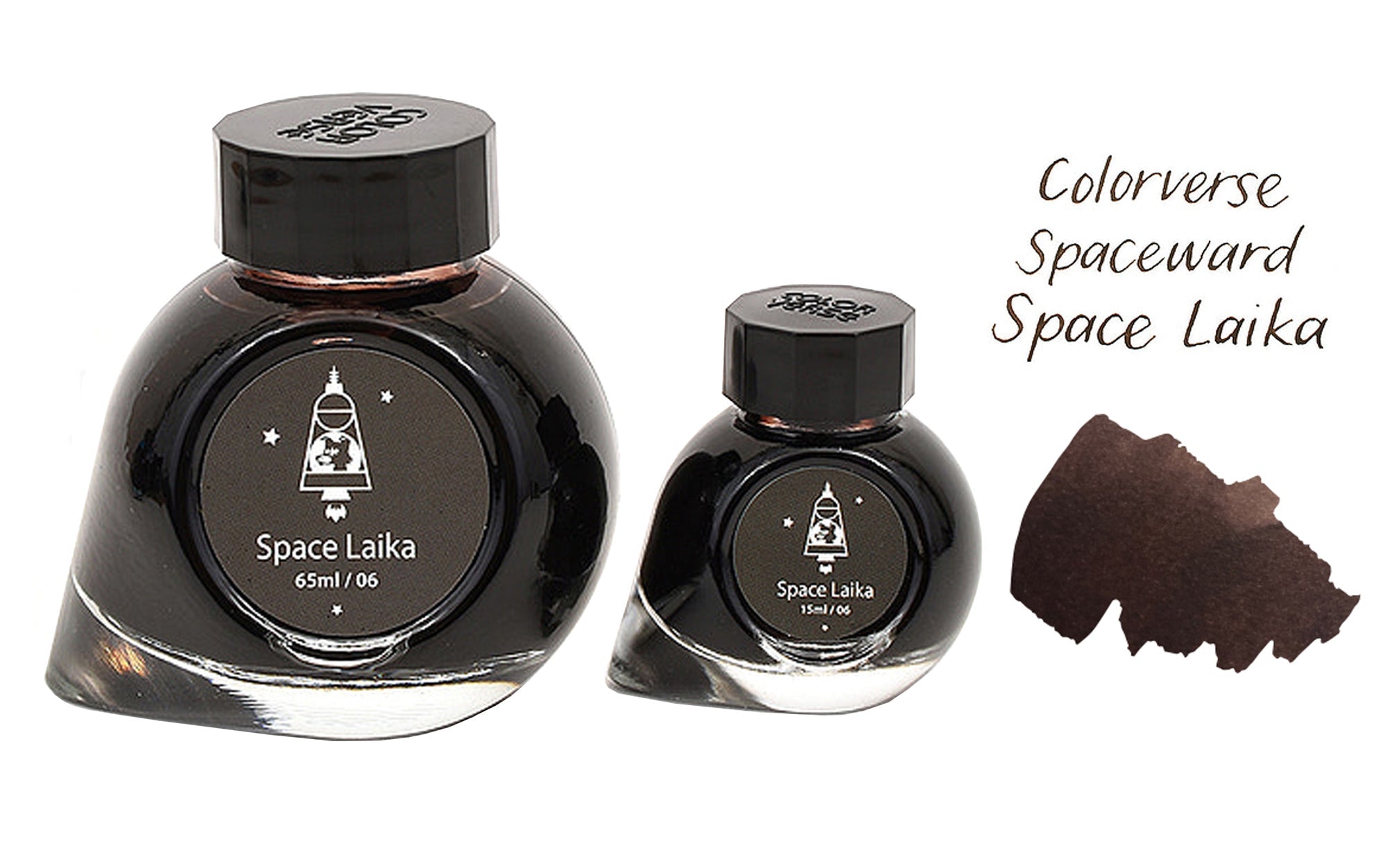 Colorverse Fountain Pen Ink | Spaceward Series | Space Laika | Dark Brown | 65ml & 15ml | 2 Bottle Set