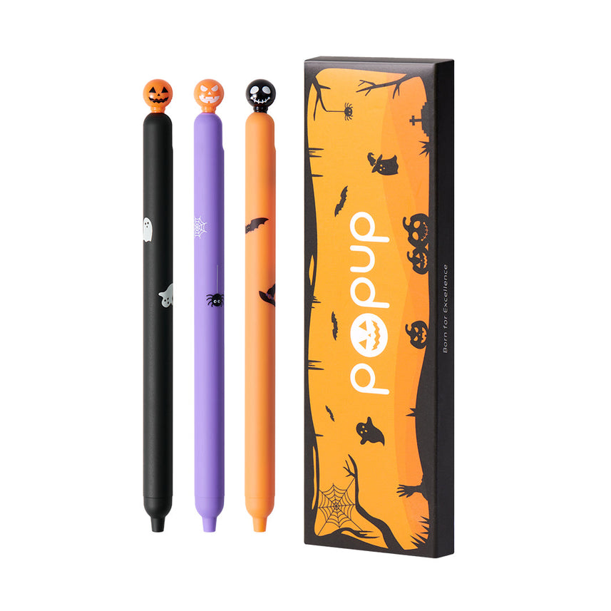 Kaco | Gel Pens | 0.5mm | Black Ink | Popup Halloween | Pack of 3