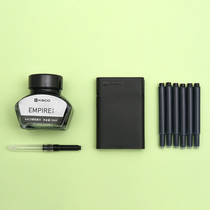 Kaco | Combo Set | Fountain Pen with Bottle Ink | Sky Metal