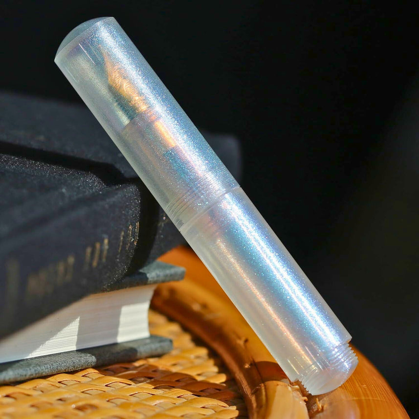 Moonman Wancai Mini Eyedropper Fountain Pen, Fine Nib, Pearl Blue Resin, Pocket-Size Travel Pen