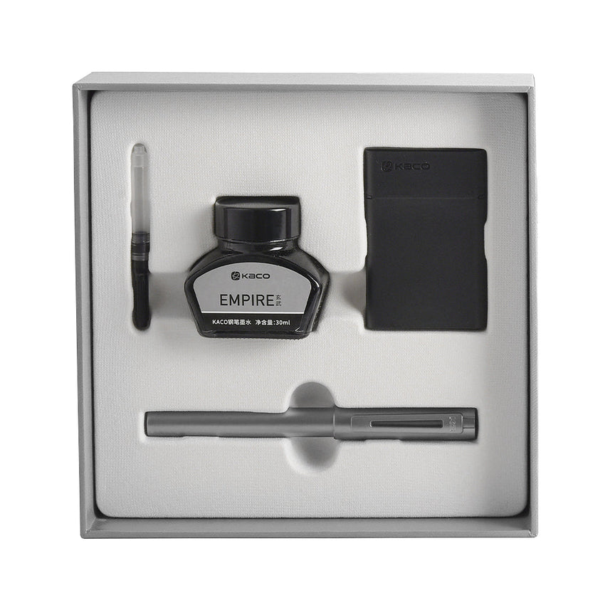 Kaco | Combo Set | Fountain Pen with Bottle Ink | Sky Metal