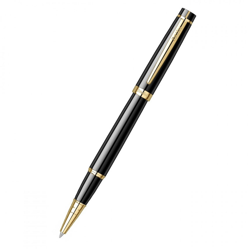 Scrikss | Honour 38 | Glossy Black | Roller Ball Point Pen | Gold Trims